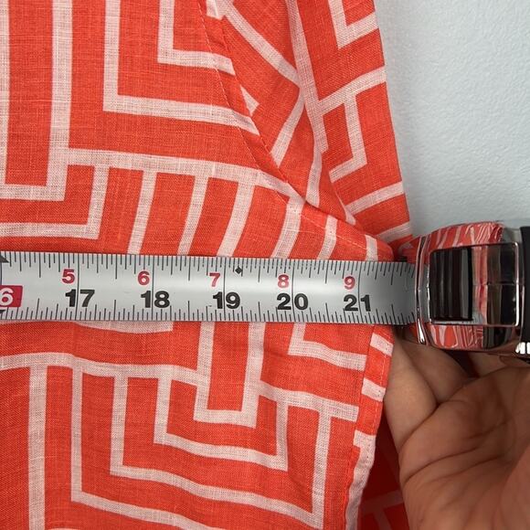 Chico's Vibrant Orange and White Patterned Button Down - Picture 5 of 8